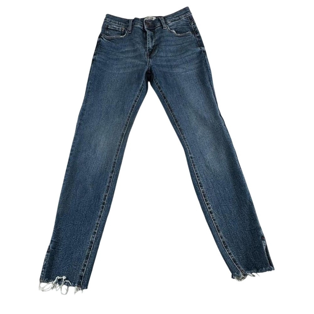 Kensie‎ The Kelsey High Rise Skinny Jeans 28 Blue Vintage Luxe Frayed Raw Hem